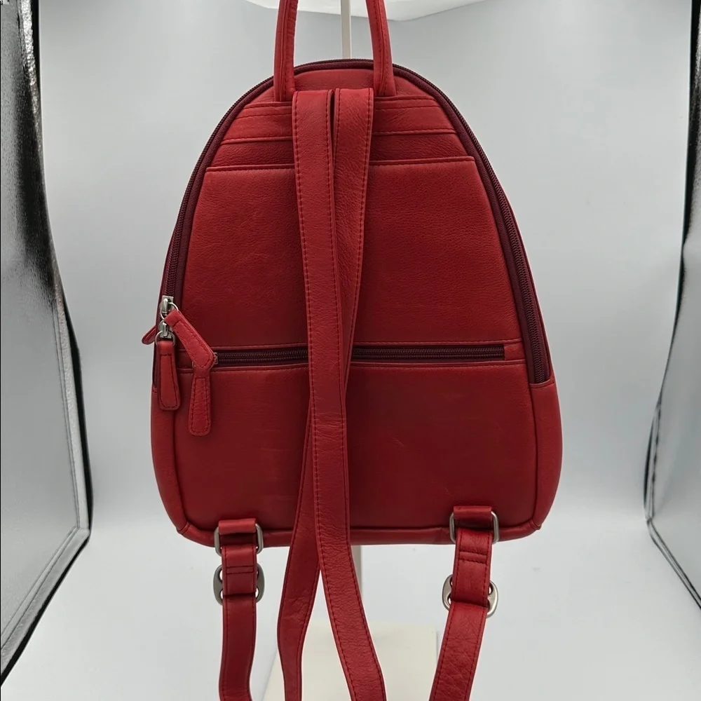 Osgoode Marley Teardrop Multi Zip Leather Backpack in Lipstick Red NWOT